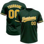 Custom Green Gold White Two Button Unisex Softball Jersey
