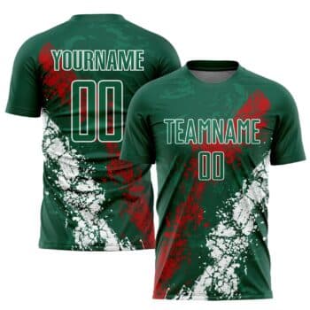 Custom Green Red White Sublimation Mexico Soccer Uniform Jersey