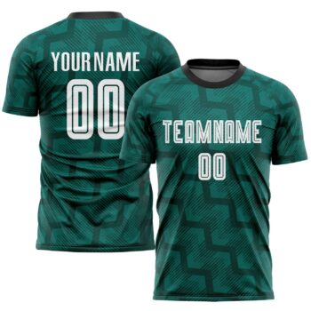 Custom Green White Black Sublimation Soccer Uniform Jersey