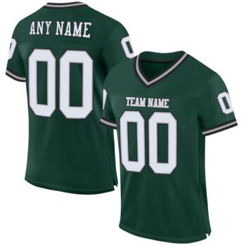 Custom Green White Gray Mesh Authentic Throwback Football Jersey