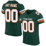 Custom Green White Orange Mesh Authentic Football Jersey