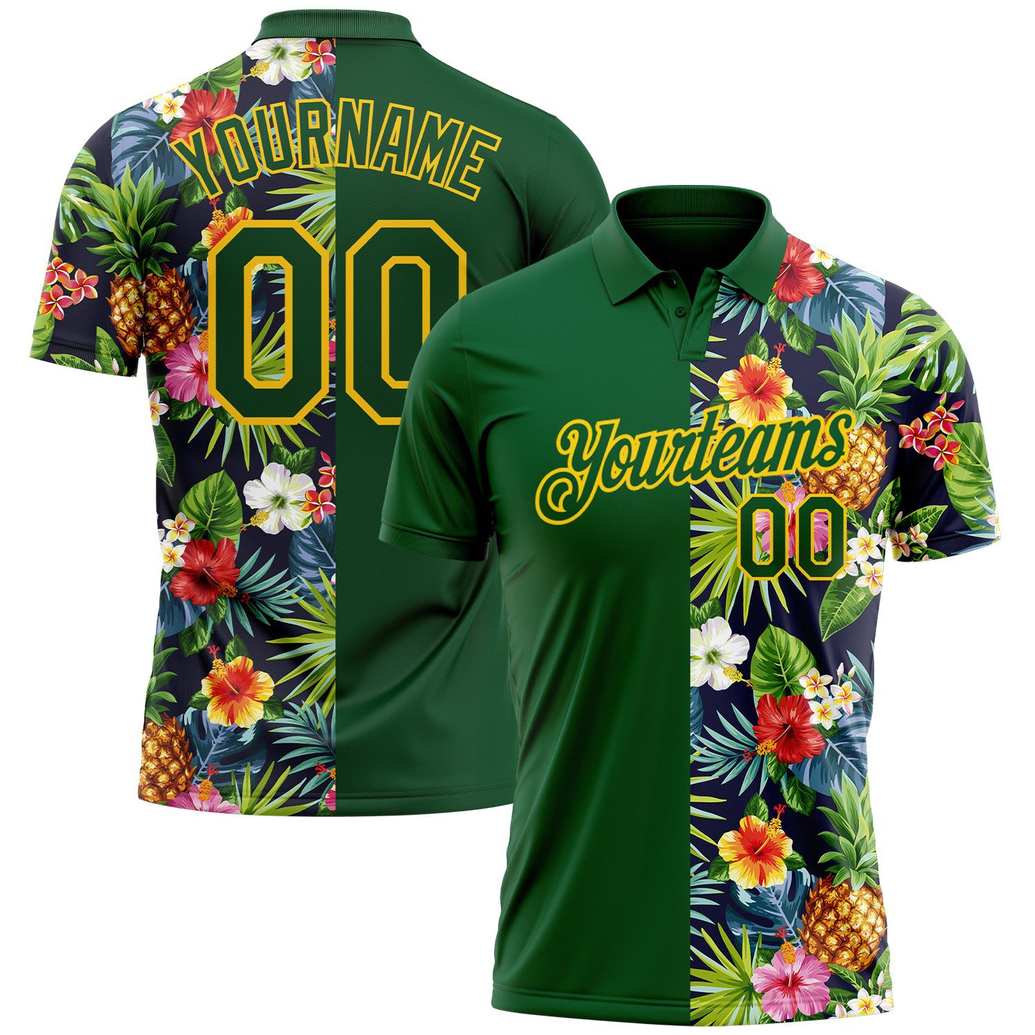 Custom20Green20Yellow203d20Pattern20Design20Tropical20Pattern20With20Pineapples20Palm20Leaves20And20Flowers20Performance20Golf20Polo20Shirt200001.jpg