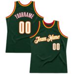 Custom Hunter Green White Red Authentic Throwback Basketball Jersey