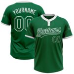 Custom Kelly Green Kelly Green White Two Button Unisex Softball Jersey