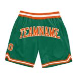 Custom Kelly Green Orange White Authentic Throwback Basketball Shorts