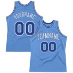 Custom Light Blue Royal White Authentic Throwback Basketball Jersey