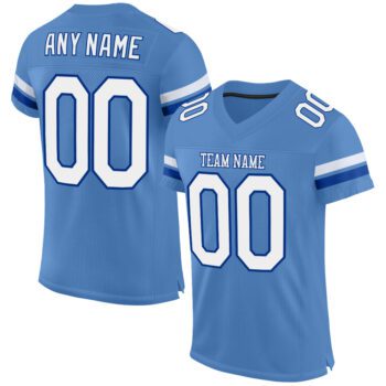 Custom Light Blue White Royal Mesh Authentic Football Jersey