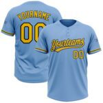 Custom Light Blue Yellow Black Two Button Unisex Softball Jersey