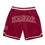 Custom Maroon Maroon Cream Authentic Throwback Basketball Shorts
