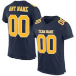 Custom Navy Gold White Mesh Authentic Football Jersey