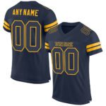 Custom Navy Navy Gold Mesh Authentic Football Jersey