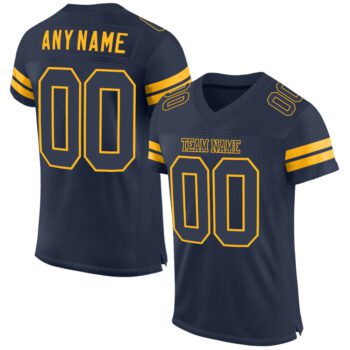 Custom Navy Navy Gold Mesh Authentic Football Jersey