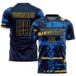 Custom Navy Navy Gold Sublimation Soccer Uniform Jersey