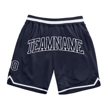 Custom Navy Navy White Authentic Throwback Basketball Shorts