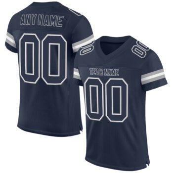 Custom Navy Navy White Mesh Authentic Football Jersey