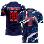 Custom Navy Red White Sublimation Soccer Uniform Jersey