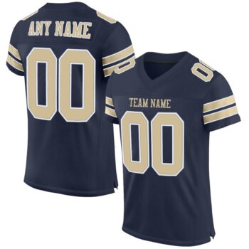 Custom Navy Vegas Gold White Mesh Authentic Football Jersey