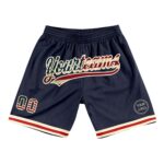 Custom Navy Vintage Usa Flag Cream Authentic Throwback Basketball Shorts