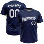 Custom Navy White 3d Pattern Two Button Unisex Softball Jersey