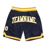 Custom Navy White Gold Authentic Throwback Basketball Shorts