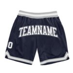 Custom Navy White Gray Authentic Throwback Basketball Shorts
