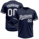 Custom Navy White Gray Two Button Unisex Softball Jersey