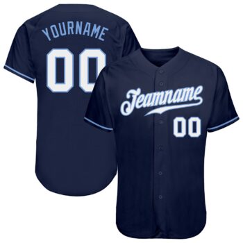 Custom Navy White Light Blue Authentic Baseball Jersey
