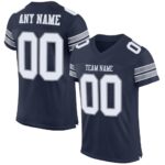 Custom Navy White Light Gray Mesh Authentic Football Jersey