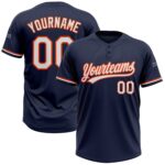 Custom Navy White Orange Two Button Unisex Softball Jersey