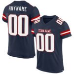 Custom Navy White Red Mesh Authentic Football Jersey