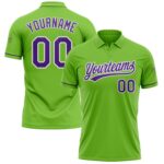 Custom Neon Green Purple White Performance Vapor Golf Polo Shirt
