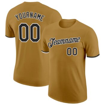 Custom Old Gold Black White Performance T Shirt