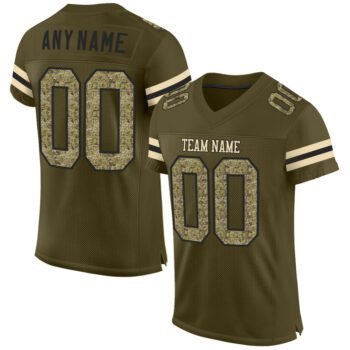 Custom Olive Camo Black Mesh Authentic Salute To Service Football Jersey