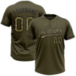Custom Olive Camo Black Salute To Service Two Button Unisex Softball Jersey