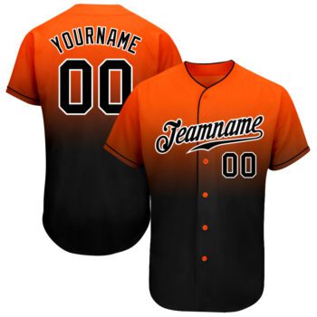 Custom Orange Black White Authentic Fade Fashion Baseball Jersey