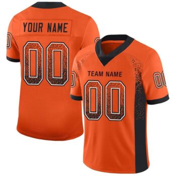 Custom Orange Black White Mesh Drift Fashion Football Jersey