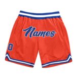 Custom Orange Royal White Authentic Throwback Basketball Shorts
