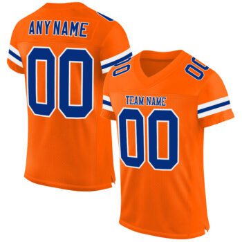 Custom Orange Royal White Mesh Authentic Football Jersey