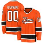 Custom Orange White Black Hockey Jersey