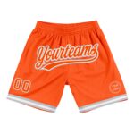 Custom Orange White Gray Authentic Throwback Basketball Shorts