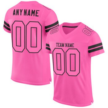 Custom Pink Pink Black Mesh Authentic Football Jersey
