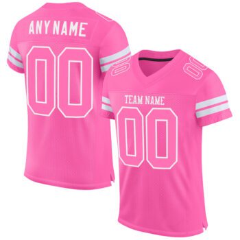 Custom Pink Pink White Mesh Authentic Football Jersey