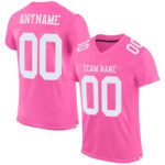 Custom Pink White Mesh Authentic Football Jersey