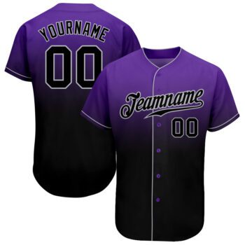 Custom Purple Black Gray Authentic Fade Fashion Baseball Jersey