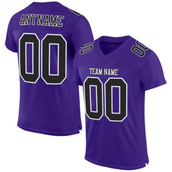 Custom Purple Black White Mesh Authentic Football Jersey