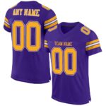 Custom Purple Gold White Mesh Authentic Football Jersey