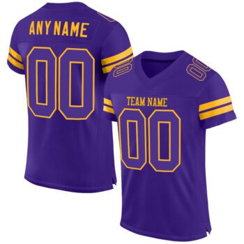 Custom Purple Purple Gold Mesh Authentic Football Jersey