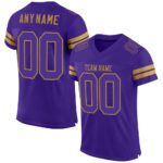 Custom Purple Purple Old Gold Mesh Authentic Football Jersey
