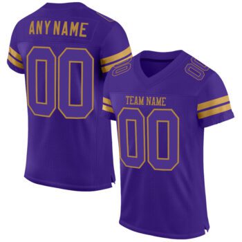 Custom Purple Purple Old Gold Mesh Authentic Football Jersey