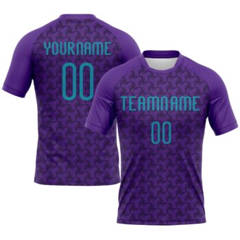 Custom Purple Teal Black Geometric Shape Sublimation Volleyball Uniform Jersey